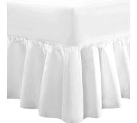 DTEX HOMES Frilled Valance Single Extra Deep Fitted Sheet 40cm Drop Soft Microfiber Stylish Breathable & Durable(White-Single)