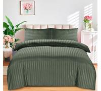 DTEX HOMES King Size Bedding Set Brushed Microfiber Satin Stripes Easy Care Duvet Cover with Pillowcases (Mustard-King)