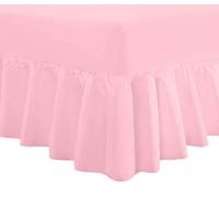 DTEX HOMES Luxury Extra Deep Frilled Valance Fitted Sheets, Double Pink