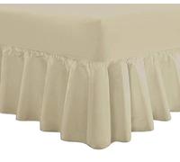 DTEX HOMES Luxury Extra Deep Frilled Valance Fitted Sheets (Single, Beige)