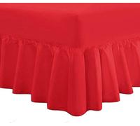 DTEX HOMES Luxury Extra Deep Frilled Valance Fitted Sheets, Single Red