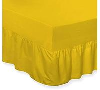 DTEX HOMES Luxury Polycotton Extra Deep Frilled Valance Fitted Sheets, Double - Mustard