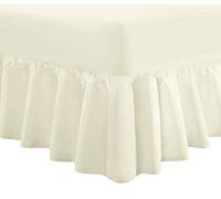 DTEX HOMES Luxury Polycotton Extra Deep Frilled Valance Fitted Sheets, Single - Cream
