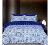 DTEX HOMES Single Duvet Cover Set 100% Pure Cotton Reversible Printed Hotel Quality Duvet Cover Ultra Soft Easy Care Single Duvet Set Super Soft and Luxury Duvet Cover Sets(Gr lue-Single)