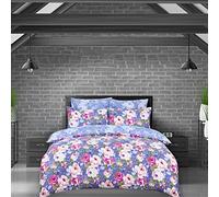 DTEX HOMES Super King Duvet Set 220 Thread Count 100% Pure Cotton Reversible Printed Hotel Quality Duvet Cover Ultra Soft Easy Care Luxury Super King Duvet Cover Set (Tea Rose)