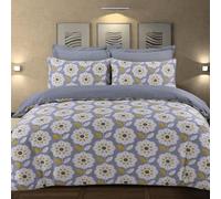 DTEX HOMES Super King Duvet Set 220 Thread Count 100% Pure Cotton Reversible Printed Hotel Quality Duvet Cover Ultra Soft Easy Care Luxury Super King Duvet Cover Set (Daffodil)