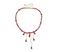 Dtexhif Blood Choker Necklace Gothic Blood Drop Tassel Pendant Necklaces Halloween Necklace Vampire Party Costume Jewelry, Moderate type, Metal, No Gemstone