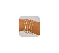 Dtexhif Gold Bracelets Set for Women 14K Gold Layered Stackable Bracelets Paperclip Link Chain Bracelet Cuban Link Cuff Bracelets Stack Jewelry for Women Men, 0.6 inch, 合金钢, no gemstone