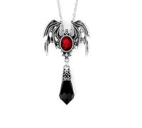 Dtexhif Gothic Bat Wings Necklace Victoria Red Black Crystal Bat Pendant Necklaces Punk Witch Vampire Role Playing Character Halloween Jewelry, Moderate type, Metal, No Gemstone