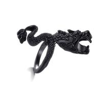 Dtexhif Gothic Dragon Rings for Men Women Retro Personalized Cigarette Holder Opening Adjustable Ring Domineering Dragon Fun Ring, Metal, No Gemstone