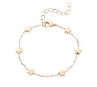 Dtexhif Heart Star Charm Bracelet for Women Adjustable Heart Star Link Bracelet Five Stars Bracelet Link Jewelry, M, Alloy, no gemstone