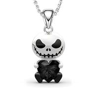 Dtexhif Jack Skeleton Pendant Necklace for Women Nightmare Before Christmas Necklace Crystal Heart Skull Pendant Necklace, Metal, No Gemstone