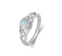 Dtexhif Moonstone Ring Silver Moon Phase Rings Oval Fire Opal Cubic Zirconia Statement Band Finger Minimalist Ring Jewelry for Women, Metal, No Gemstone