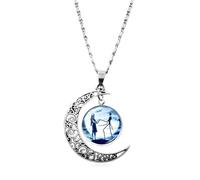 Dtexhif Nightmare Before Christmas Necklace for Women Men Crescent Moon Necklaces Jack Skeleton Sally Necklace, Moderate type, Metal, No Gemstone