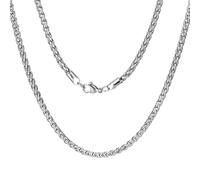 Dtexhif Silver Franco Chain for Men Miami Cuban Link Chain Necklace Stainless Steel Wheat Link Chain Necklace Franco Necklace Accessories Jewelry for Men Women, Titanium, No Gemstone