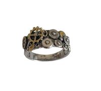 Dtexhif Steampunk Rings for Men Women Creative Gear Ring Steampunk Mechanical Band Rings Size 7-10, 5 UK, Metal, No Gemstone