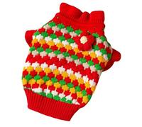 DTEYSD Dog Vest Autumn And Winter Cat Lady Three-dimensional Small Flower Striped Sweater Dog Princess Two-legged Sweater Pet Warm Clothes-red-l