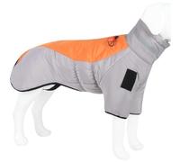 DTEYSD Dog Vest Autumn And Winter Dog Clothes Large Dog Reflective Warm Down Jacket Winter Dog Pet Clothes Plus Cotton Waterproof-gray Orange-back Length 60cm