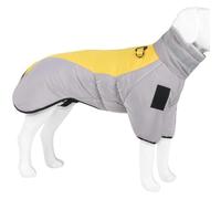 DTEYSD Dog Vest Autumn And Winter Dog Clothes Large Dog Reflective Warm Down Jacket Winter Dog Pet Clothes Plus Cotton Waterproof-gray Yellow-back Length 60cm