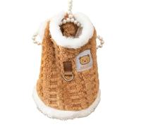 DTEYSD Dog Vest Cute Cartoon Autumn And Winter Dog Two-legged Fleece Coat For Small And Medium-sized Dogs And Cats Sweatshirt Teddy Pet Clothes-brown-s