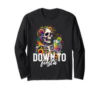 DTF Down to Fiesta Funny Mexican Skull Cinco De Mayo Long Sleeve T-Shirt
