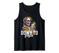 DTF Down to Fiesta Funny Mexican Skull Cinco De Mayo Tank Top