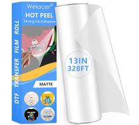 DTF Transfer Film Roll 13 Inch x 328 FT for Sublimation Double-Side Clear Pretreat Sheets, PET Heat Transfer Paper for Epson Inkjet Printer Direct Print on T Shirts Textile