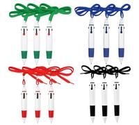 DtgEcd 12 Pack Retractable Ballpoint Pen with Lanyard for Students, Nurse Pens, Pens Multicolour, Mini Pen with 4 Colour Options, Office Workers, Nurses, Ideal for Note Taking and File Marking
