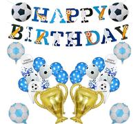 DtgEcd 27pcs Football Birthday Decorations, Blue Sports Themed Balloons & Banner for Kids & Adults