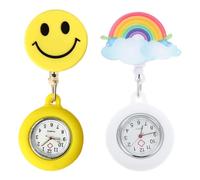 DtgEcd Clip-on Hanging Nurse Fob Watch,with Cute Flower Pattern and Silicone Cover for Doctors, Paramedics, Nurses