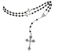 DtgEcd Gothic Necklace, Y-Shape Beaded Cross Necklace for Women, Grunge Pentagram & Upside Down Cross Pendant, Bold Gothic Jewellery for Halloween Emo Costume Party