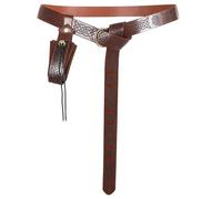 DtgEcd Medieval Belt, Pirate Belt for Costume and Renaissance Faire, Authentic Leather Strap with Adjustable Buckle, Size 16.5 x 3.4 cm / 18 x 6 cm