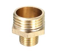 DTGN 1/2 BSP Male x 1/4 BSP Male Brass Pipe Fitting - 1Pack - Good for Pipe Connection - Brass Hex Nipple Connectors - Gold Tone
