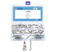 DTGN 1/2"x1-1/4" Self-Drilling Drywall Anchors with Screws Kit - 30 Set - Good for Concrete Tile Cement - Zinc Alloy Hollow Wall Anchors Kit with Screws