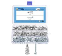 DTGN 1/2"x1-1/4" Self-Drilling Drywall Anchors with Screws Kit - 50 Set - Good for Concrete Tile Cement - Zinc Alloy Hollow Wall Anchors Kit with Screws