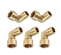 DTGN 1/4 BSP x 1/4 PT (Male x Female) 90 Degree Brass Pipe Fitting - Good for Water Pipe System - Brass Elbow Adapter - Gold Tone