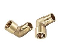 DTGN 1/4 BSP X1/4 BSP(Male x Female) 90 Degree Elbow Pipe Fitting - 2Pack -Good for Water Pipe System - Brass Tube Fittings - Gold Tone