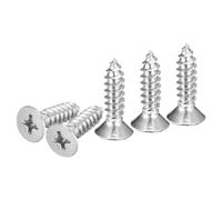 DTGN 100Pcs #10x3/4" Flat Head Wood Screws, 304 Stainless Steel Phillips Self Tapping Screws - Good for Woodworking, Furniture - Silver