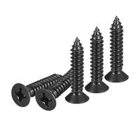 DTGN 100Pcs #14x1-1/4" Flat Head Wood Screws, 304 Stainless Steel Phillips Self Tapping Screws - Good for Woodworking, Furniture - Black