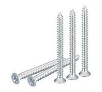 DTGN 100Pcs #4x1-1/2" Flat Head Wood Screws, Carbon Steel Phillips Self Tapping Screws - Good for Woodworking, Furniture - Silver