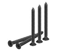 DTGN 100Pcs #4x1-1/4" Flat Head Wood Screws, 304 Stainless Steel Phillips Self Tapping Screws - Good for Woodworking, Furniture - Black