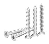 DTGN 100Pcs #4x1" Flat Head Wood Screws, 304 Stainless Steel Phillips Self Tapping Screws - Good for Woodworking, Furniture - Silver
