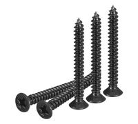 DTGN 100Pcs #4x1" Flat Head Wood Screws, 304 Stainless Steel Phillips Self Tapping Screws - Good for Woodworking, Furniture - Black