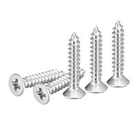 DTGN 100Pcs #4x5/8" Flat Head Wood Screws, 304 Stainless Steel Phillips Self Tapping Screws - Good for Woodworking, Furniture - Silver