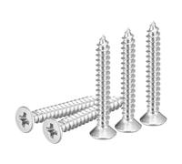 DTGN 100Pcs #4x7/8" Flat Head Wood Screws, 304 Stainless Steel Phillips Self Tapping Screws - Good for Woodworking, Furniture - Silver