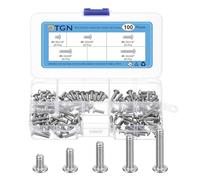 DTGN 100Pcs #6-32 Button Head Socket Cap Screws Kit - 1/4" 3/8" 1/2" 5/8" 3/4" 304 Stainless Steel UNC Thread Hex Socket Cap Screw Assortment - Good for Machine, Furniture Repairing