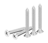 DTGN 100Pcs #6x1-1/4" Flat Head Wood Screws, 304 Stainless Steel Phillips Self Tapping Screws - Good for Woodworking, Furniture - Silver