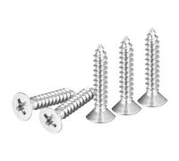 DTGN 100Pcs #6x3/4" Flat Head Wood Screws, 304 Stainless Steel Phillips Self Tapping Screws - Good for Woodworking, Furniture - Silver