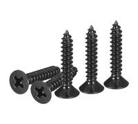 DTGN 100Pcs #6x3/4" Flat Head Wood Screws, 304 Stainless Steel Phillips Self Tapping Screws - Good for Woodworking, Furniture - Black