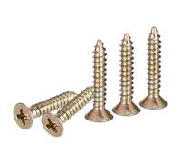 DTGN 100Pcs #6x3/4" Flat Head Wood Screws, Brass Phillips Self Tapping Screws - Good for Woodworking, Furniture - Gold